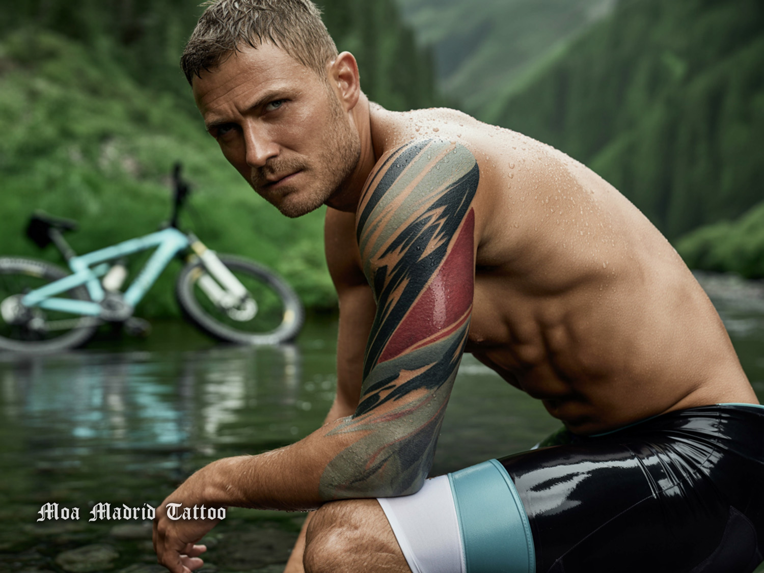 Diseno IA tatuaje de fuerza y dinamismo para para hombre