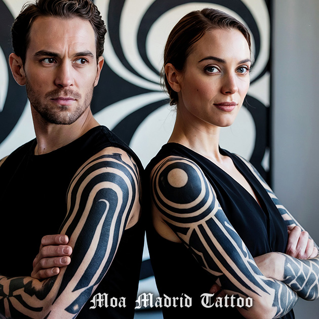 Doble tatuaje IA abstracto para hombre y mujer