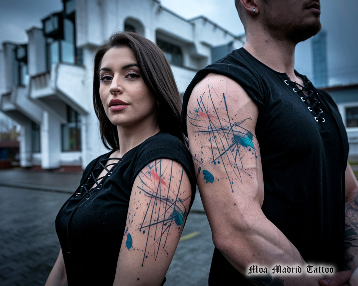 Doble tatuaje IA de expresionismo abstracto