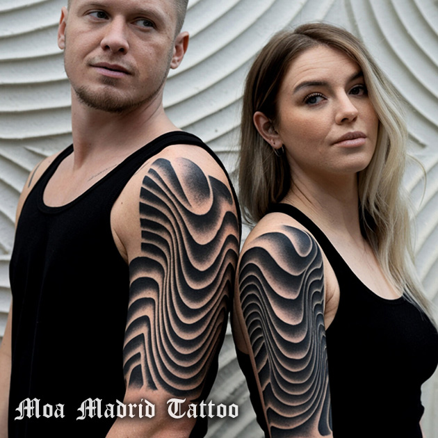 Doble tatuaje IA op-art efecto 3D para hombre y mujer