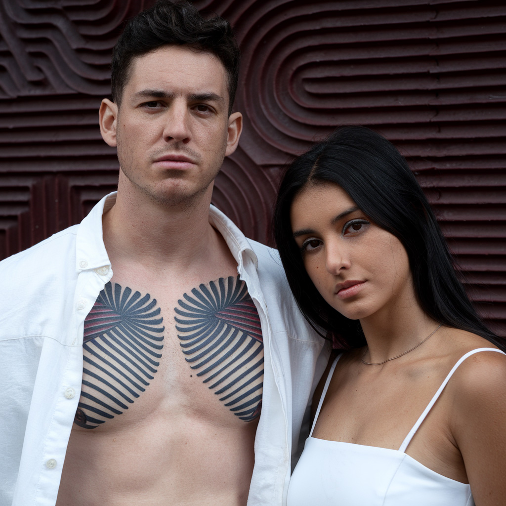 Tatuajes IA op-art pectorales
