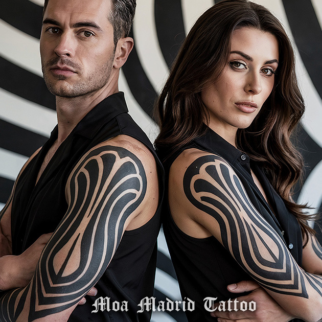 Tatuajes IA estilo abstracto en los brazos