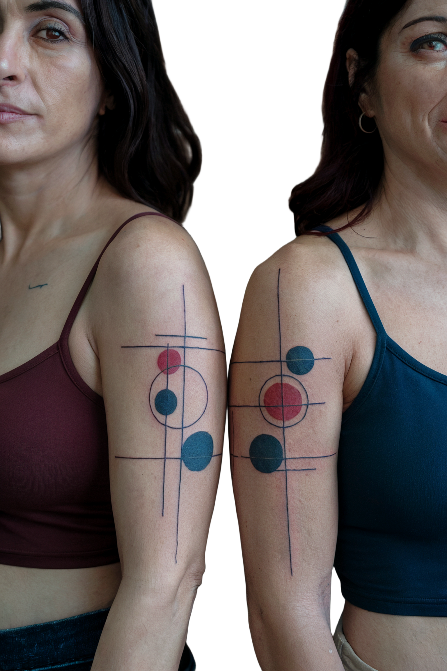 Tatuaje IA abstracto doble en mujeres