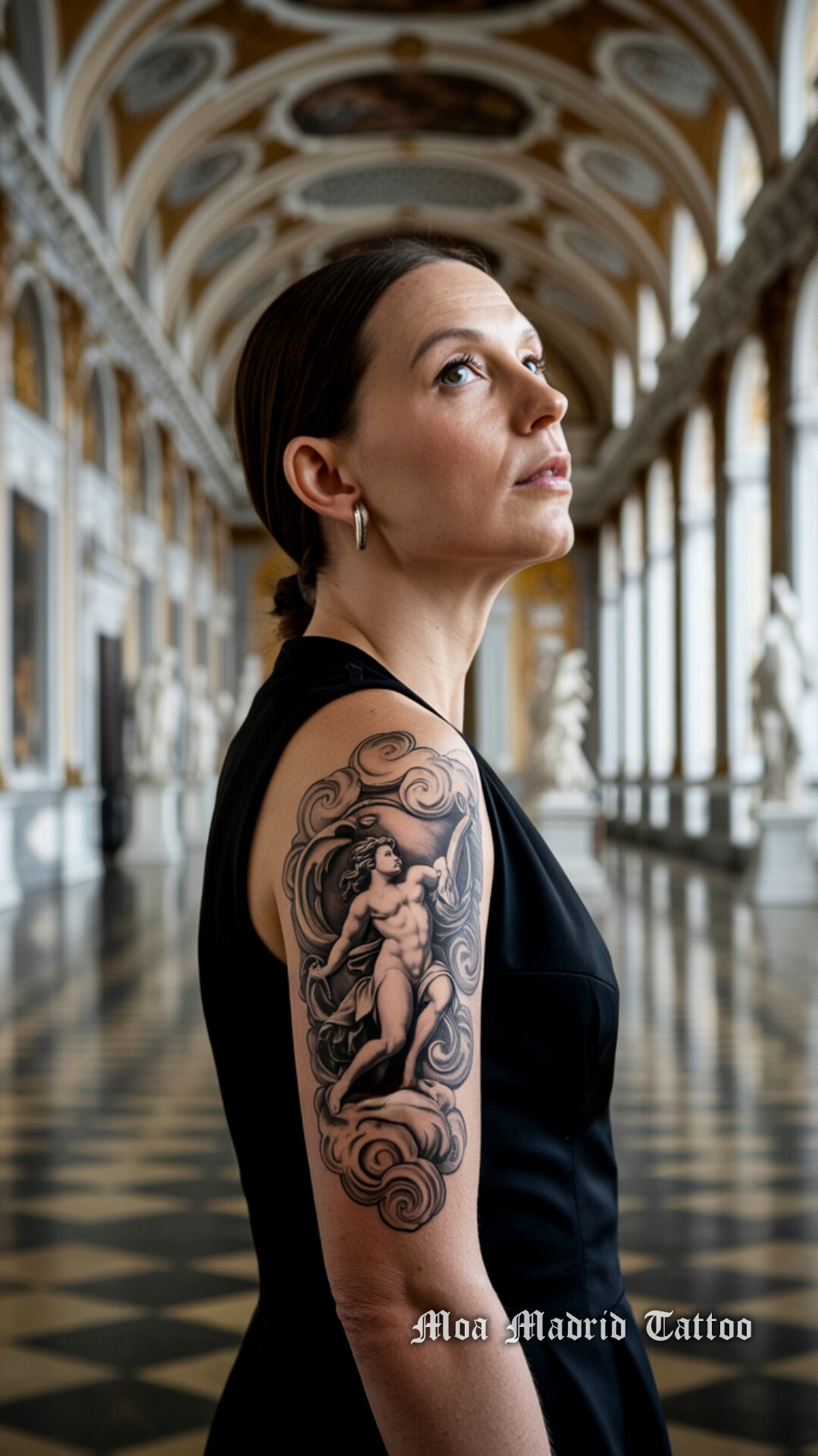 Tatuaje IA estilo barroco en el brazo