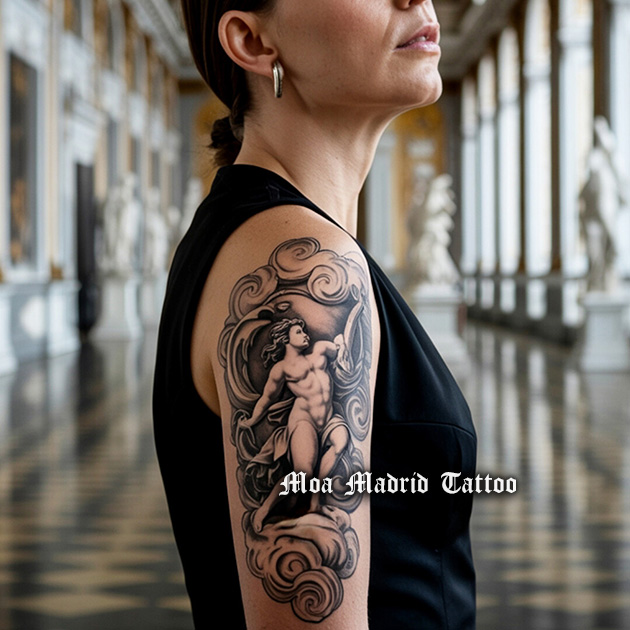 Tatuaje IA estilo barroco en el brazo