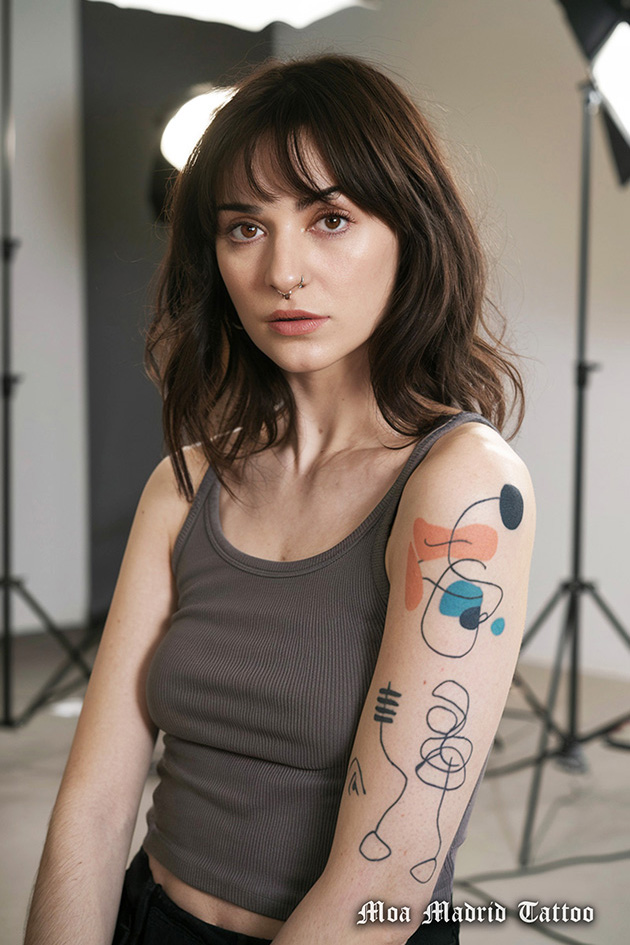 Diseños de tatuajes con IA: tattoo estilo Miró para mujer