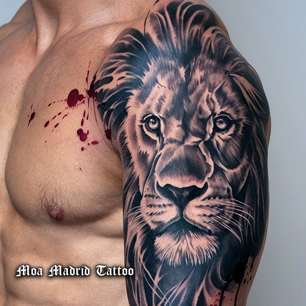 Tatuaje IA de león moderno