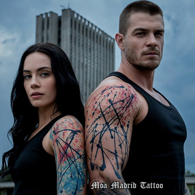 Tatuajes IA al estilo expresionismo abstracto de Pollok