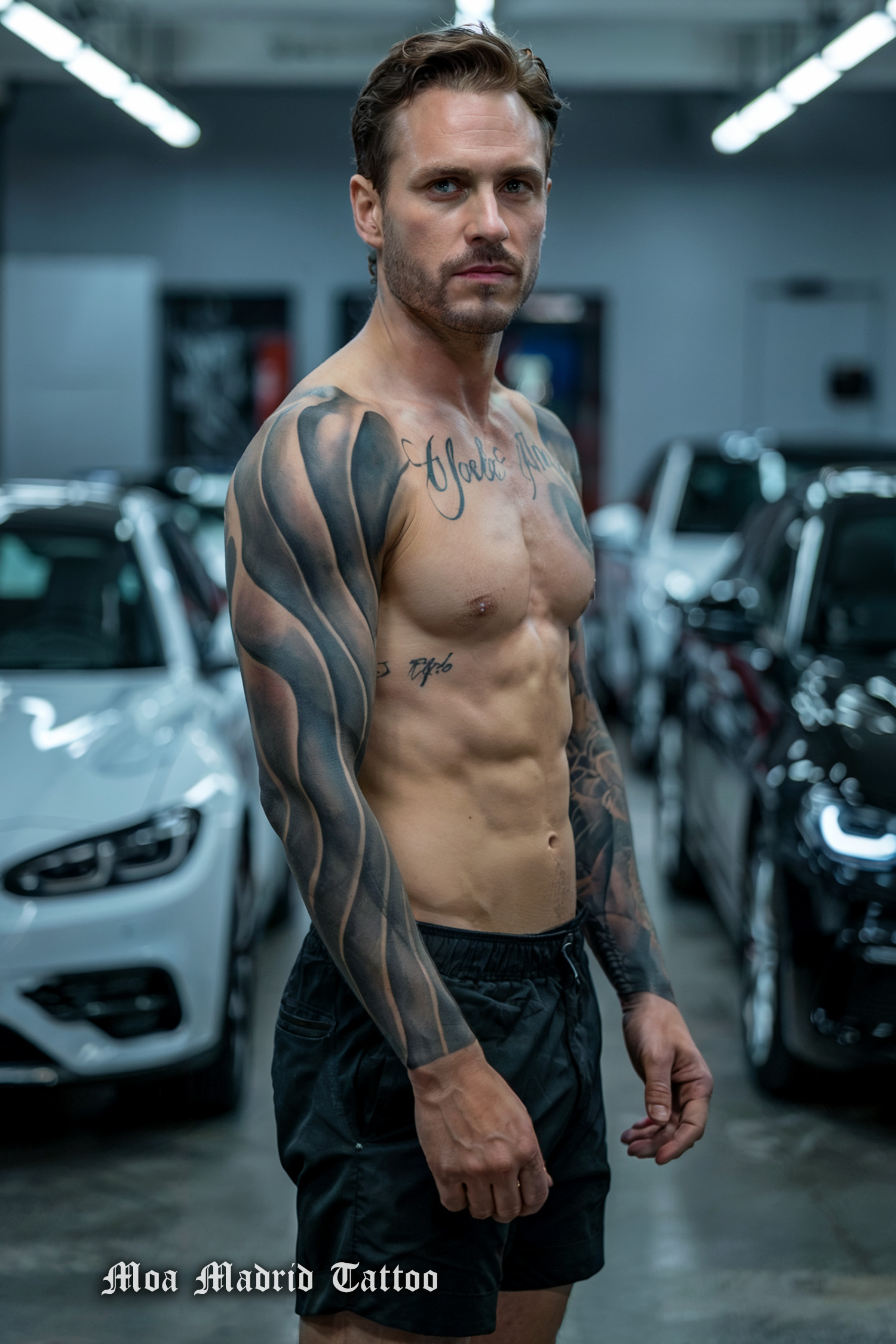 Tatuaje IA de brazo entero para hombre