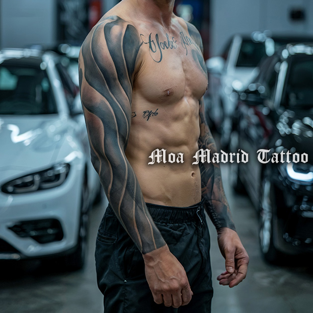 Tatuaje IA de brazo entero para hombre