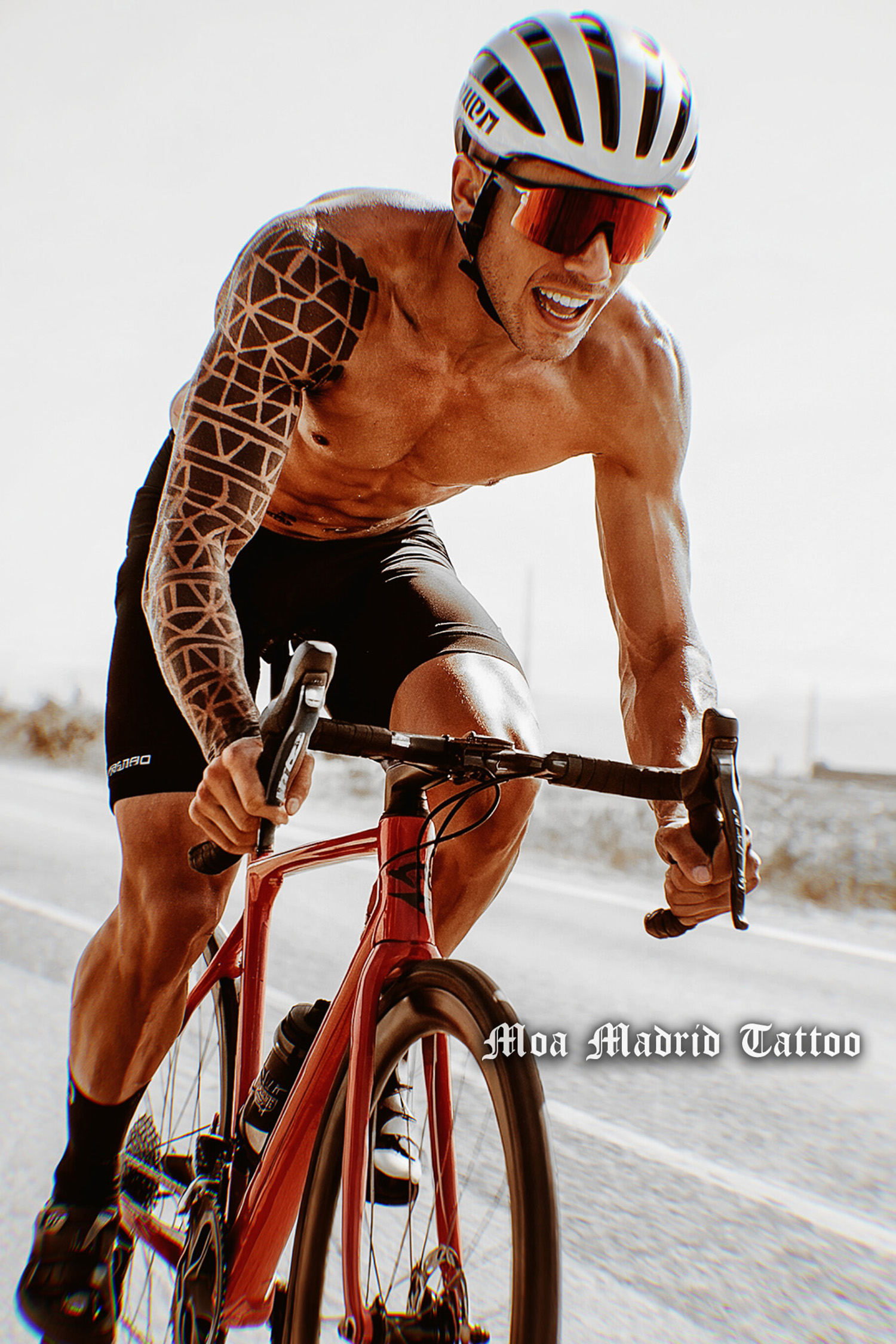 Tatuaje IA geométrico de brazo entero