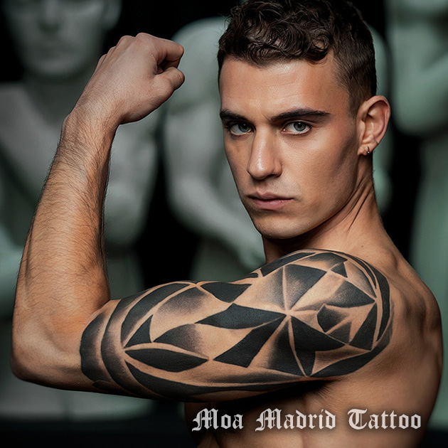 Tatuaje IA de inspiracion cubista brazo