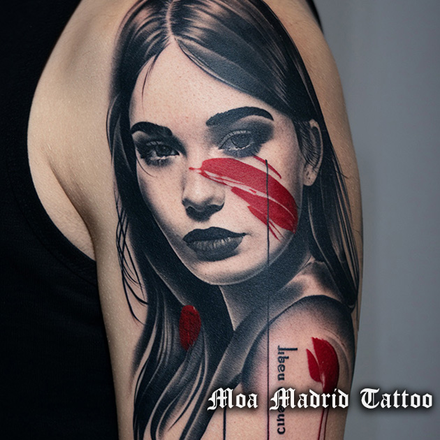 Tatuaje IA de retrato mujer